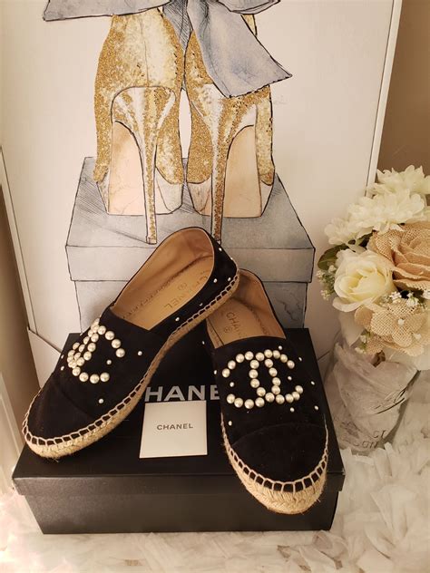 chanel espadrilles pearl|authentic chanel espadrilles.